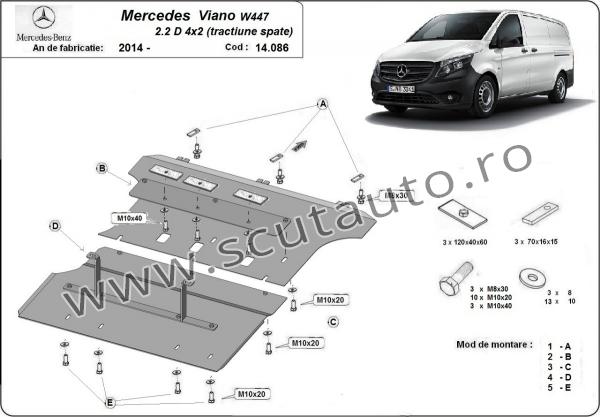 Scut auto Mercedes Viano W447 2.2 D, 4x2 (tracțiune spate)